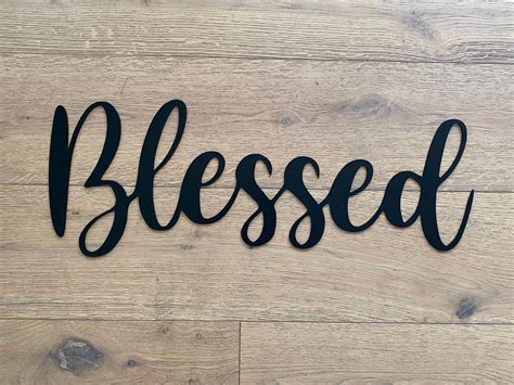 metal blessed sign with bracket|'Blessed' Metal Word Sign .